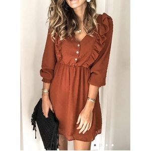 Belle Lily Rust colored long sleeve dress